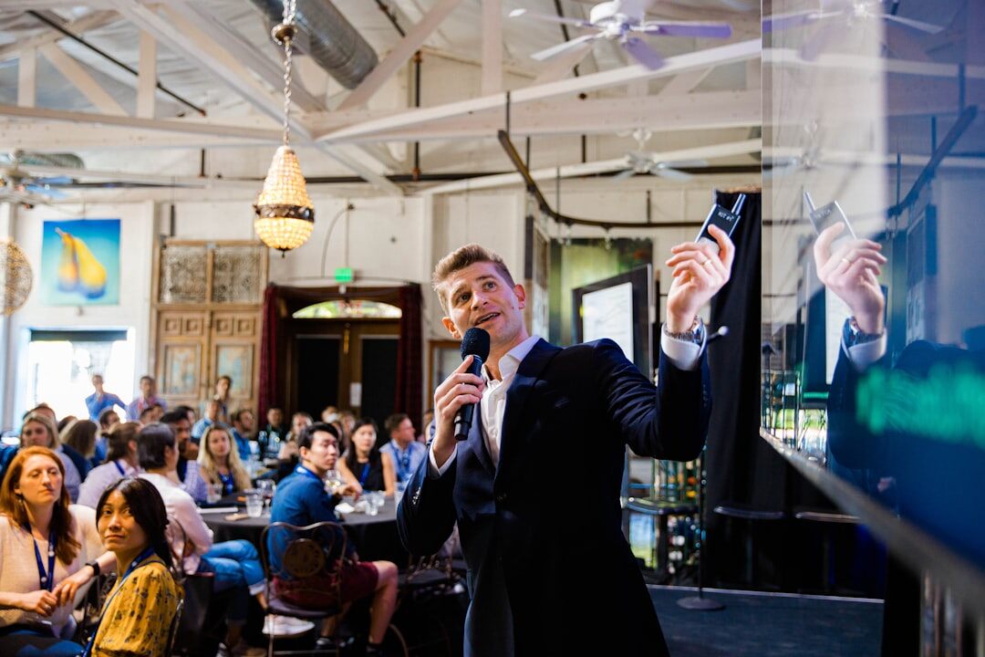 Professional presenting to a small business audience
